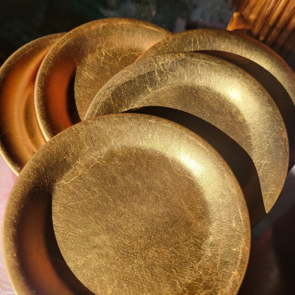 Gold Lacquer Coasters (6) ~ Viking Import Japan ~ 1960s? ~ Versatile ~ Vintage